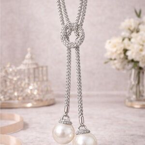 Elegant Silver Necklace with Pearl Accents